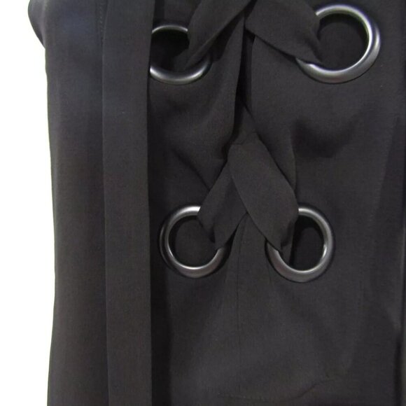 NEW ENGLISH FACTORY Womens Lace-Up Front Closure Mini Dress Black Size M - Picture 5 of 12